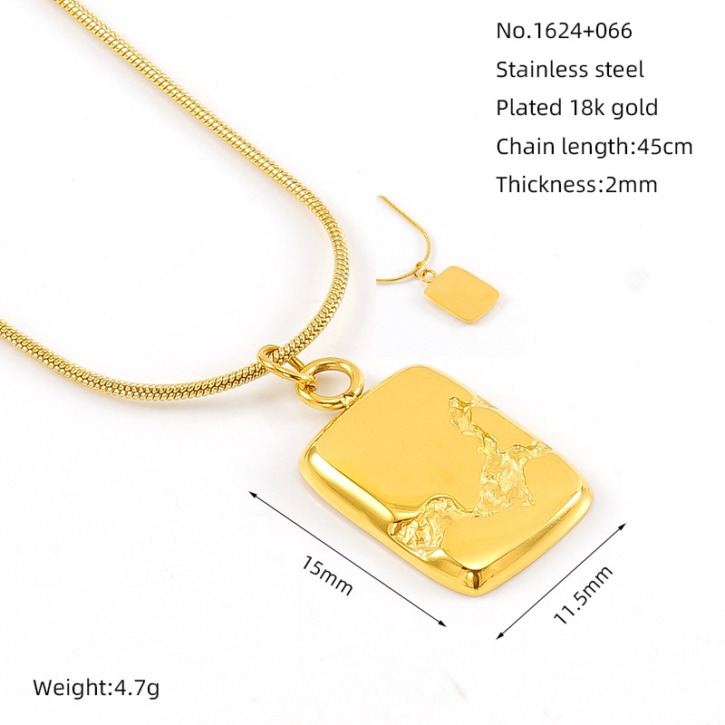 Gold color / 1 Piece Simple Series Classic Geometric Stainless Steel 18K Gold Color Plated Women's Pendant Necklaces Picture6